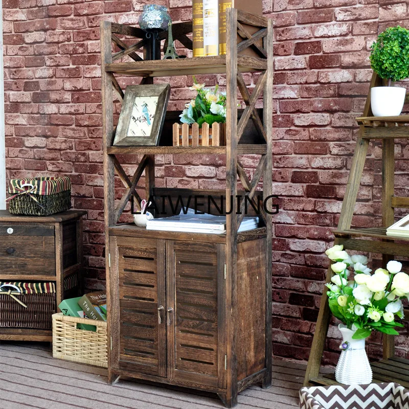 

MJY retro fashion furniture rack Korean solid wood high-end living room locker