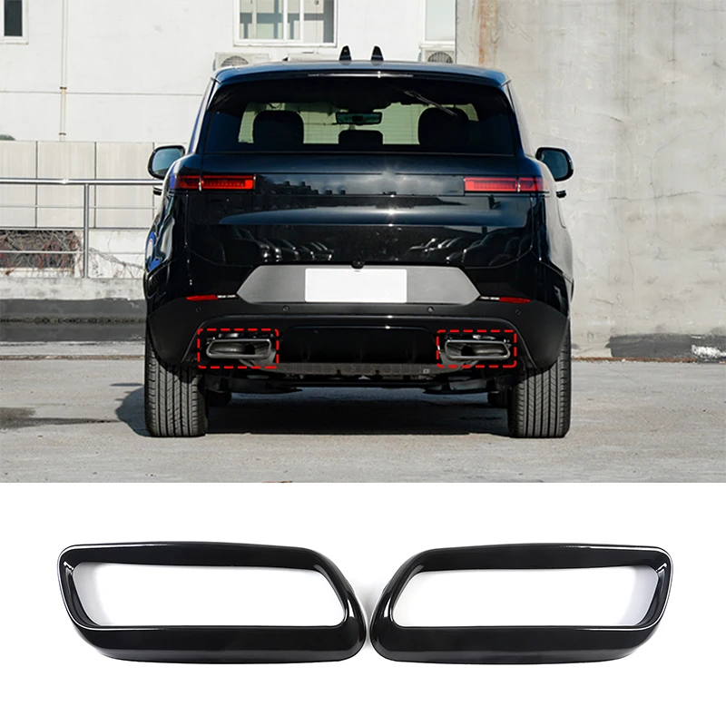 For Land Rover Range Rover Sport L461 2023 2024 Glossy Black Chrome Stainless Steel Car Exhaust Pipe Cover Trim Accessories