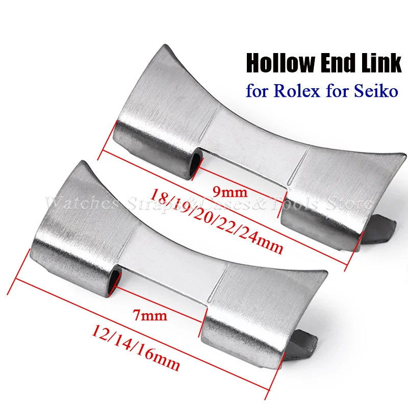 2 Stück Edelstahl-Bandverbinder für Seiko für Oyster gebogene Endglieder-Armbandadapter 12/14/16/18/19/20/22 mm/24 mm Zubehör