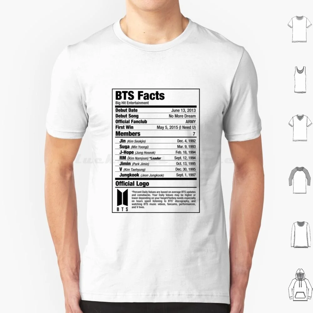 Camiseta de información nutricional, talla grande, 100% algodón, información nutricional