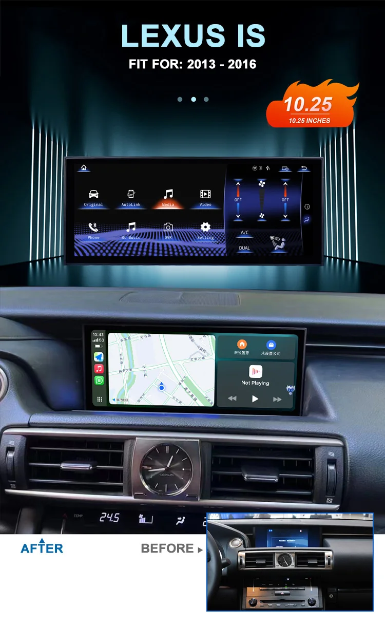 For IS IS200T IS250 IS300 RC300 RC350 RC200t 2013 2014 2015 2016 2017 Built-in Carplay Android AUTO Linux Screen