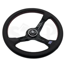 350MM Classic Drift Racing Nardi Steering Wheel Universal Microfiber Leather Rally Steering Wheel with Logo for VW TOYOTA HONDA