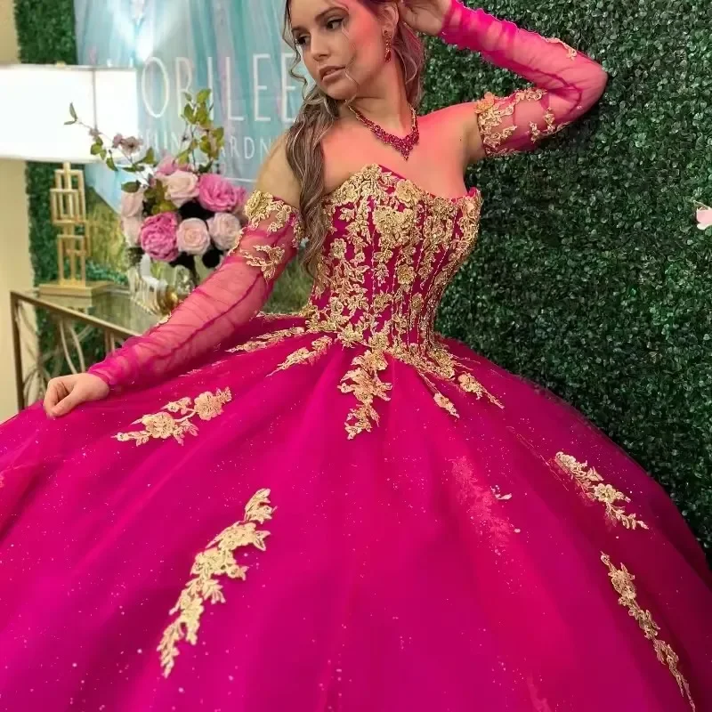 فساتين FURSTENBERG الجنية Quinceanera للنساء بأكمام طويلة وخرز مقطوع فستان مناسبة فيستدوس دي 15 أنوس مخصص #4