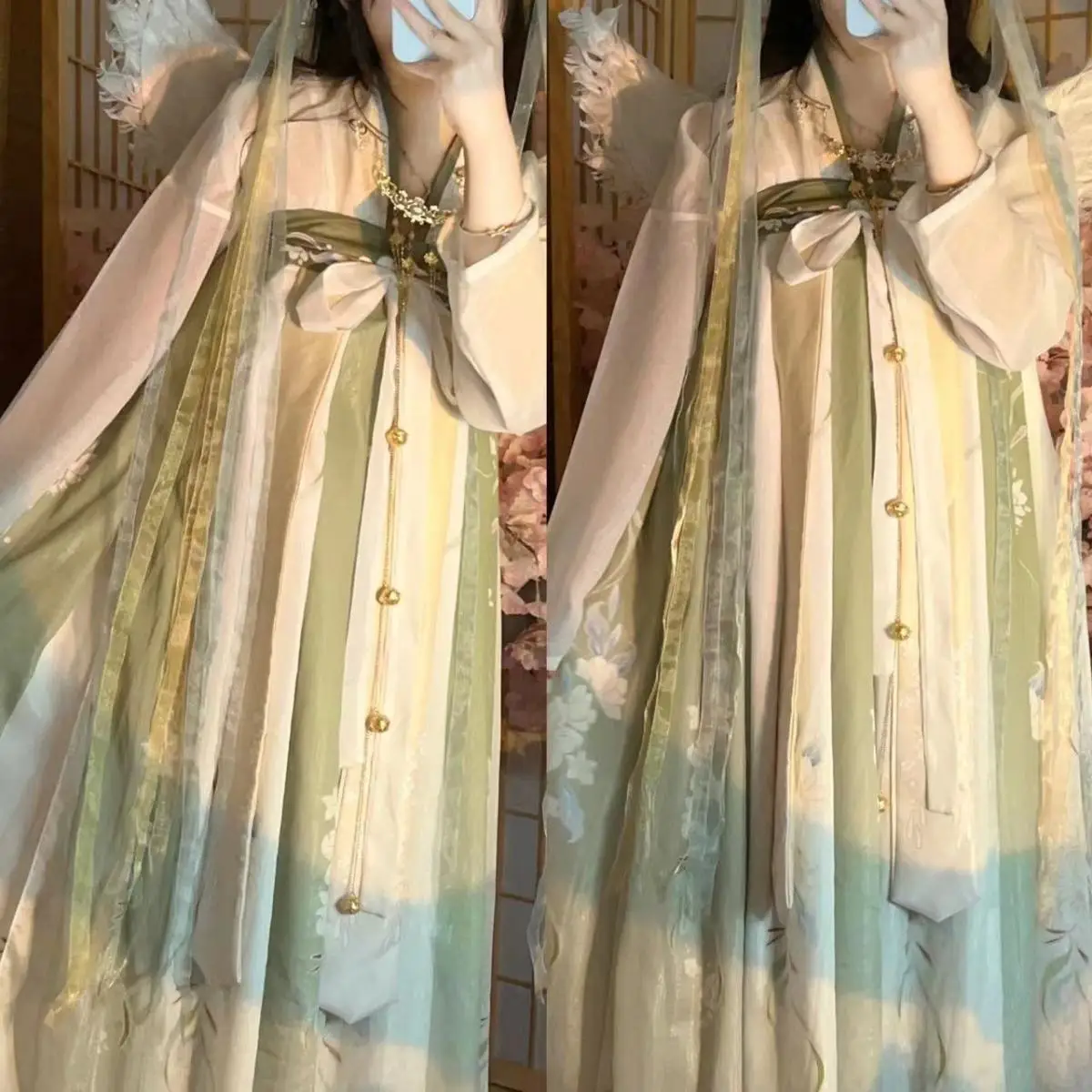 

Оригинальный женский костюм Ханьфу в стиле Тан, юбка-руцюнь с принтом до груди, аутентичный повседневный наряд, женские костюмы для взрослых