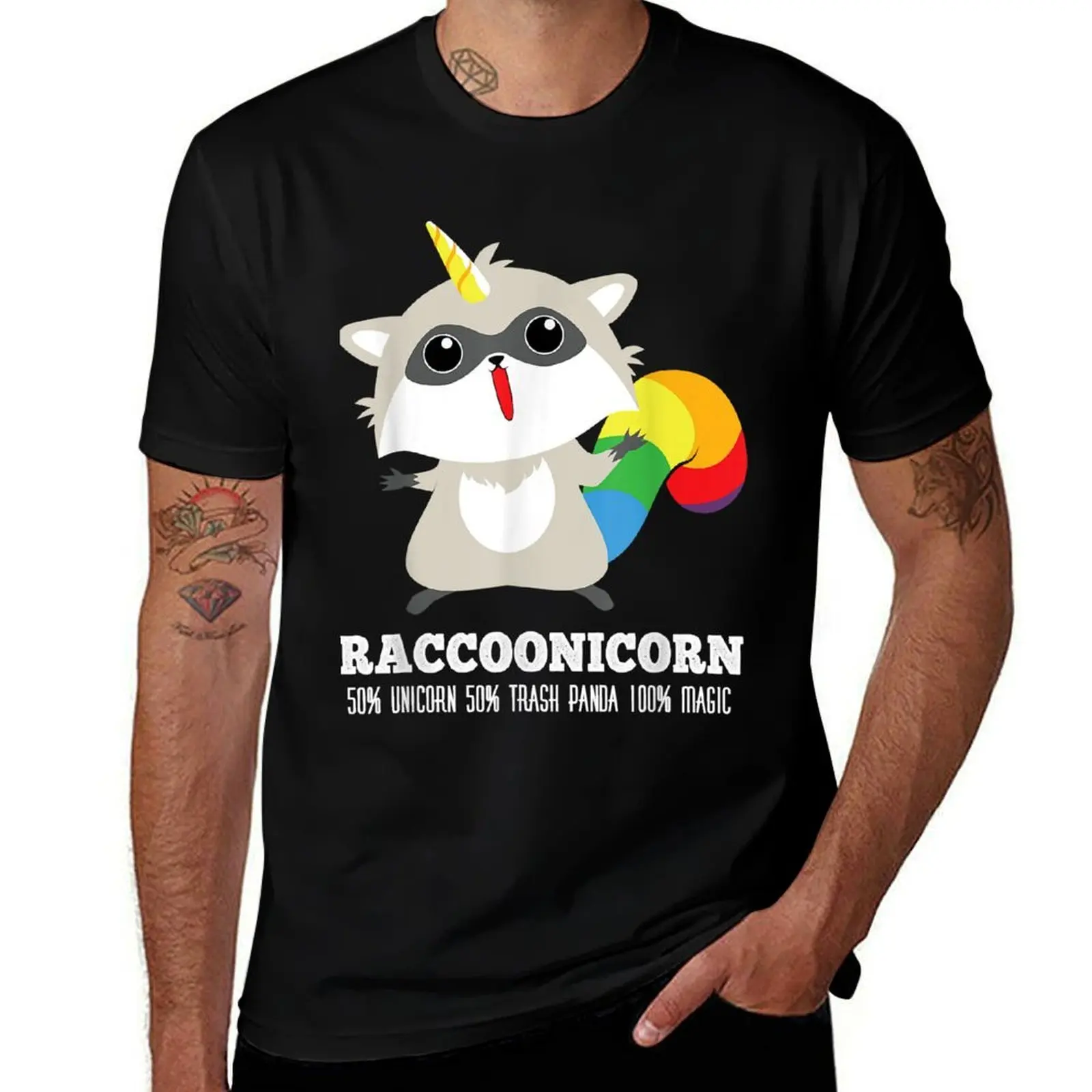 

colorful raccoon T-Shirt t shirts with prints man t shirt summer T-Shirt