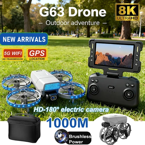 New G63 Drone 8K HD Camera Creative Folding RC Drone 5G Wifi FPV Optical Flow Obstacle Avoidance Brushless Power Aerial Toy Gift