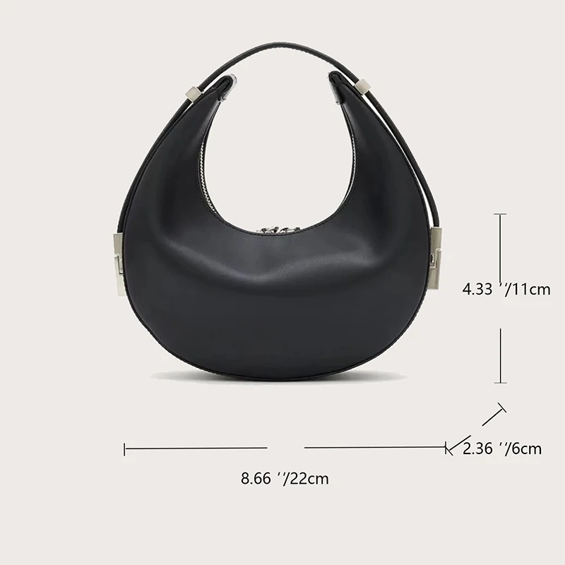 Fashion Underarm Bags For Women Solid Color Half-moon Shoulder Hobo Messenger Bag Purse Female Pu Leather Armpit Handbag Clutch