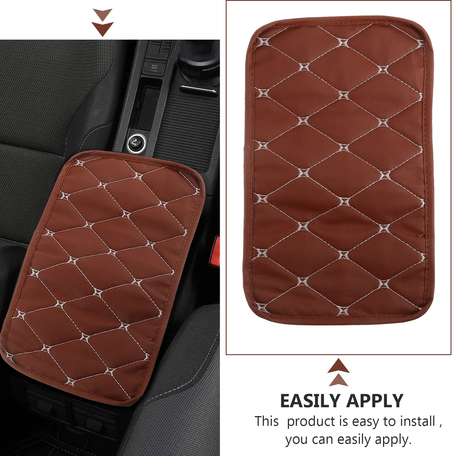 

2 Pcs Car Armrest Cushion PU Mat Waterproof Easy to Install Comfortable Driving Experience Accessories
