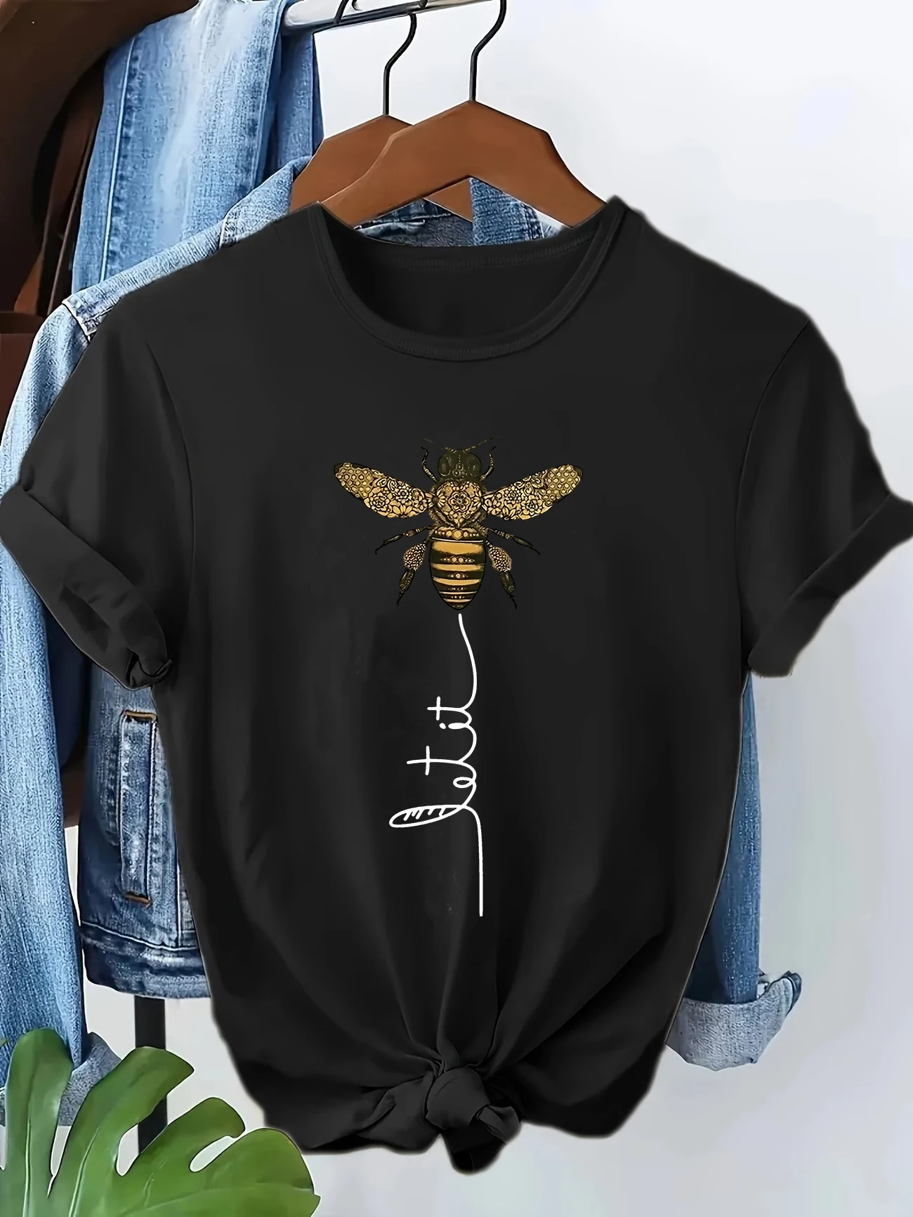Gothic Funny Bee Animal Pattern Print T-shirt Vintage Women's Casual Graphic Short Sleeve T Shirt Clothing Top Tee