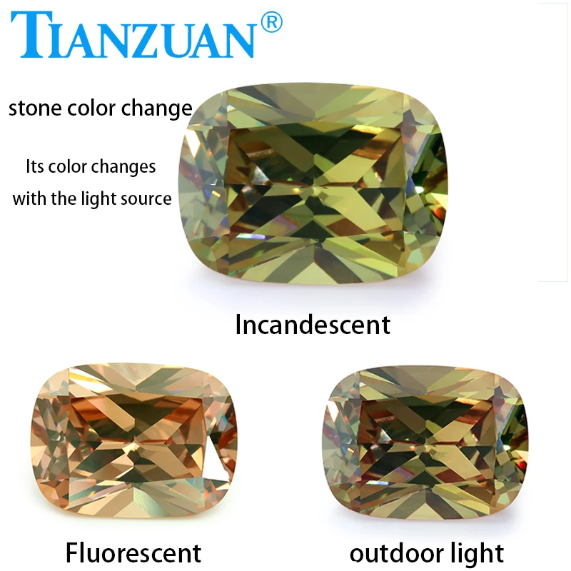 

12x16mm Color Change Cubic Zirconia Diaspore Antique Cushion Shape Diamond Cut Loose CZ Stone Synthetic Gems Beads