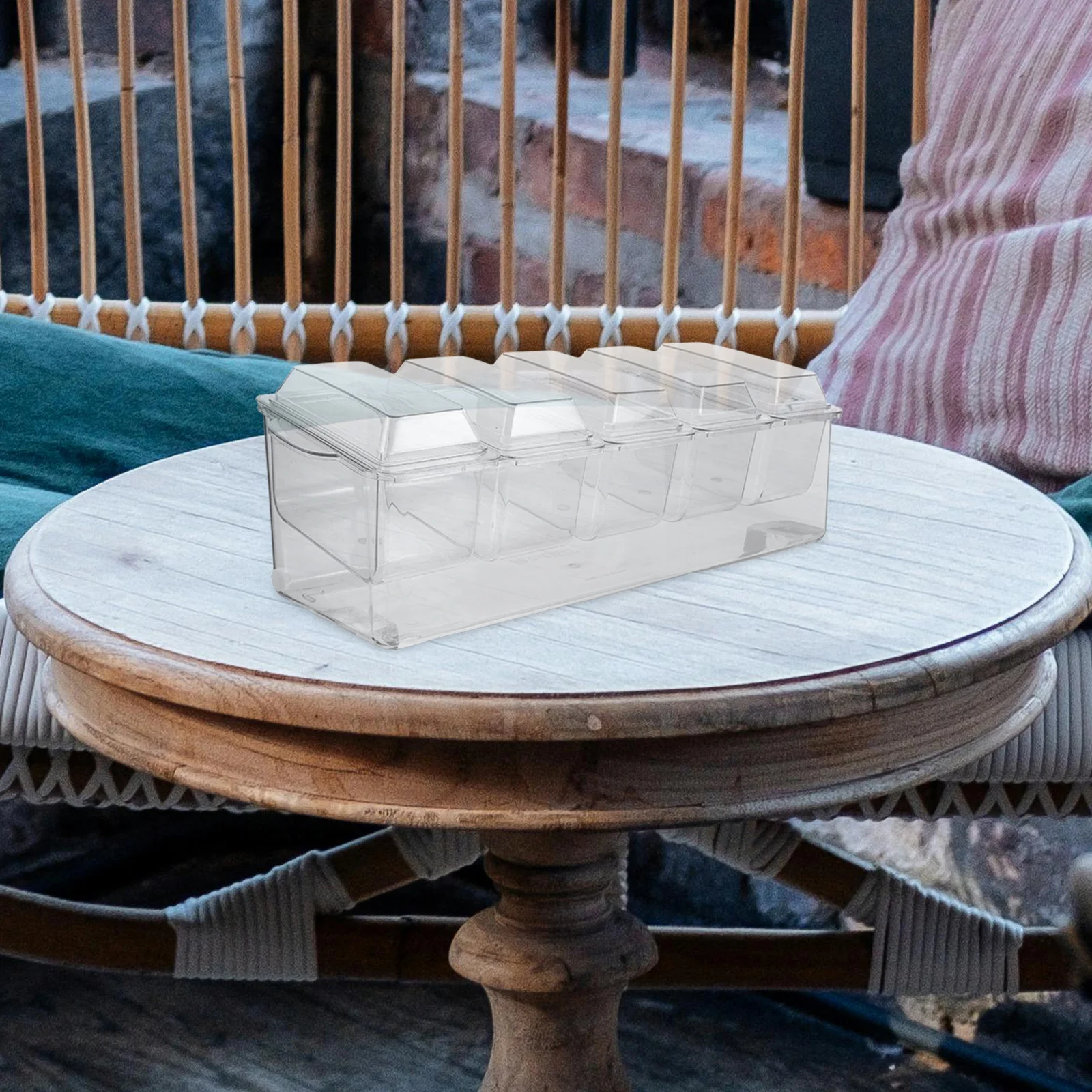 1Set Salad Storage Box Food Grade Plastic Removable Compartments Chilled Design Portable for Outdoor Party Picnic Multi