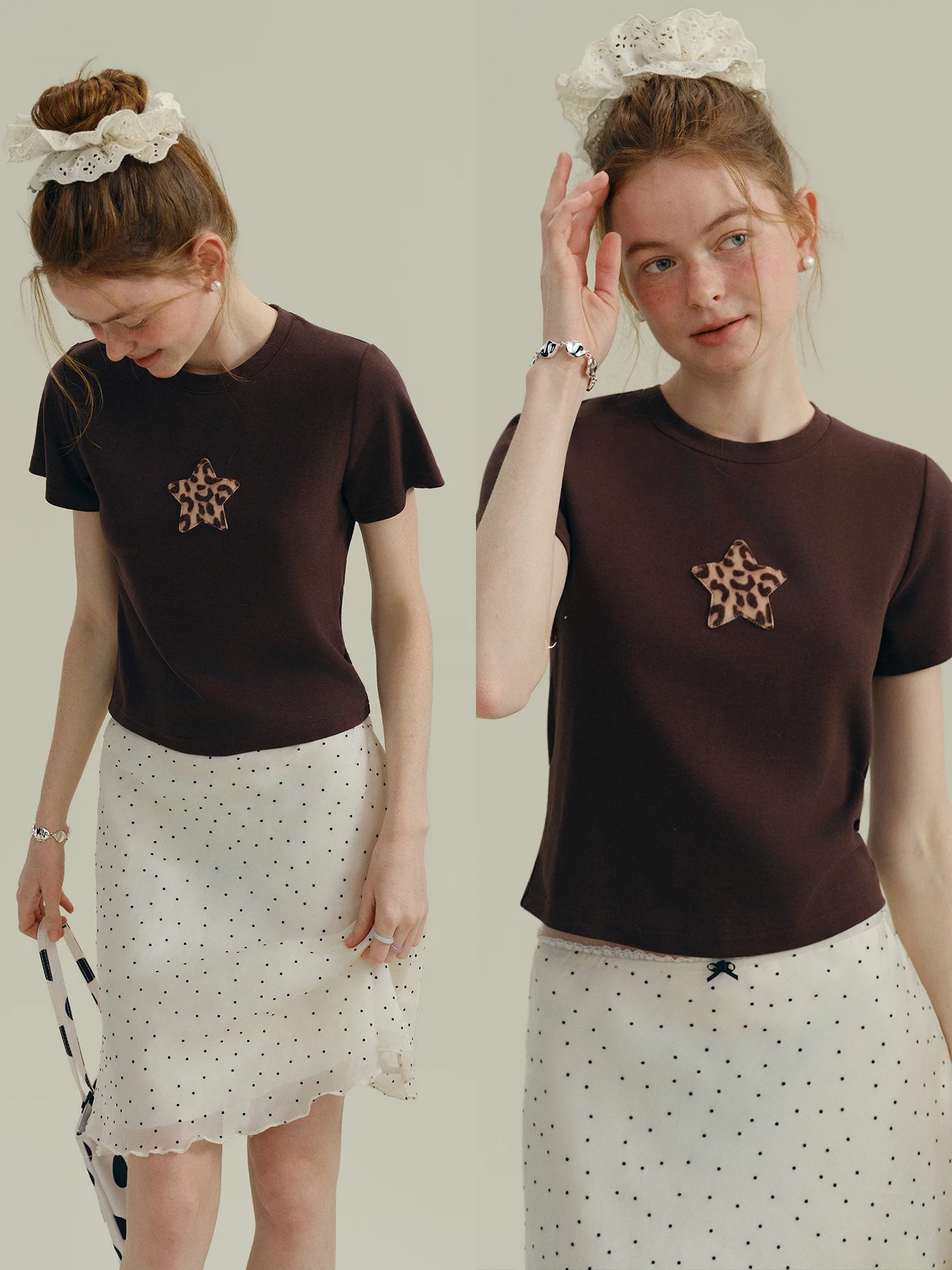 

Футболка Rina Berry с утолщенными короткими рукавами, свободного кроя, с принтом звезд и леопардовым узором, винтажный стиль, женская повседневная одежда