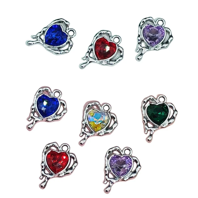 20pc set Sweet Cool Girl Heart-Shaped Alloy Color-Preserving Pendant GirlDIYNecklace Bracelet Handmade Material Pendant