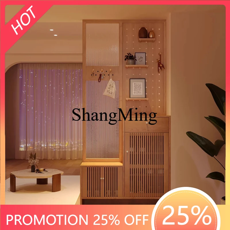 

SM household solid wood entrance screen cabinet shoe changing stool integrated partition living room shoe