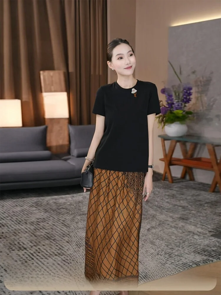 

Classic Girls Embroidered Double Tail T-irt Dra Q7076p Casual Loose Fit ort Sve round Ne Moisture ng