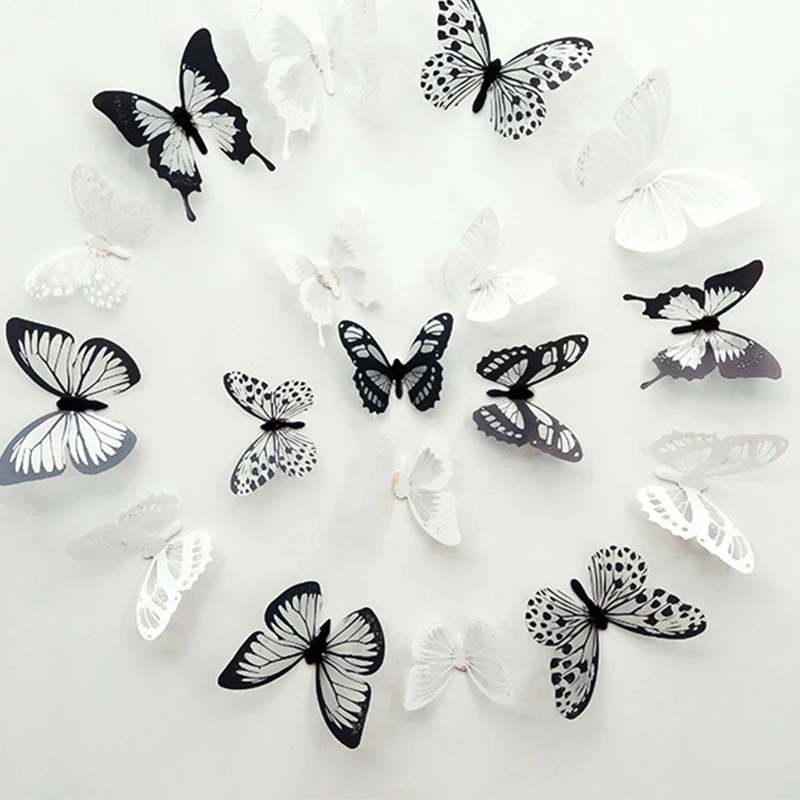 18pcs3d Crystal Butterfly Wall Stickers Colorful Pvc Beautification Decoration Children's Room Bedroom Background