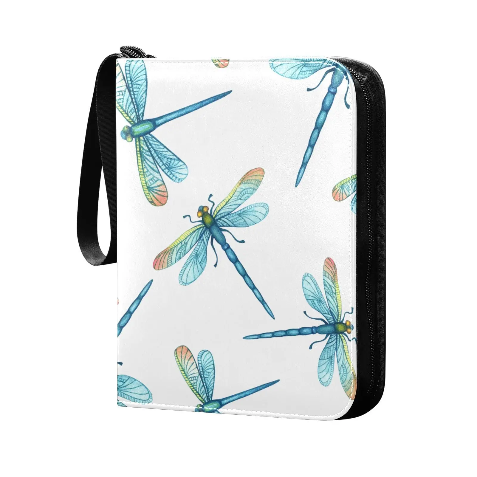 Colorful Dragonfly 4 Pocket Card Binder, 400 Double Sided Pocket Album for Sport Game Cards, Unique Card Collection Storage