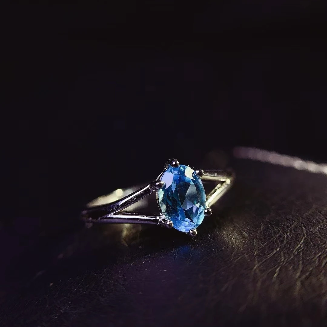 KJJEAXCMY Natural Fresh Topaz Women's Ring, S925 Silver Base, Multiple Testing Certification, Comfortable to Wear and Shining