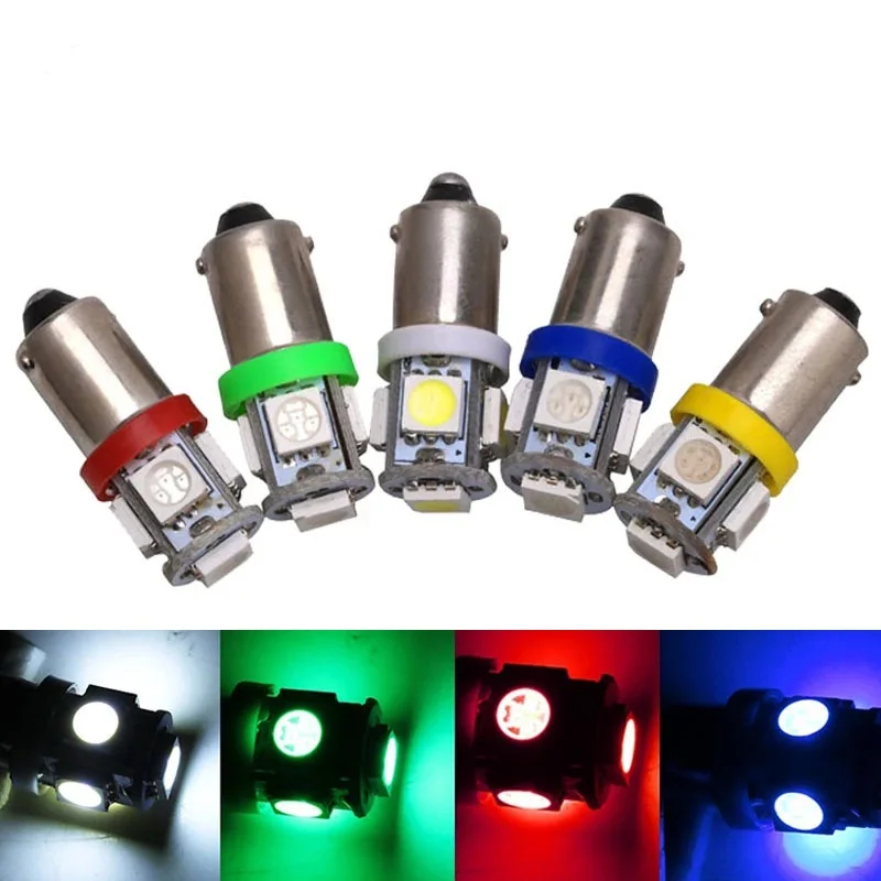 

100 X T11 DC12v BA9S 5 SMD 5050 LED Light bulbs 5SMD T4W 1445 Q65B H6W 182 53 57 Car Indicators Light Interior Bulb Wedge Lamp