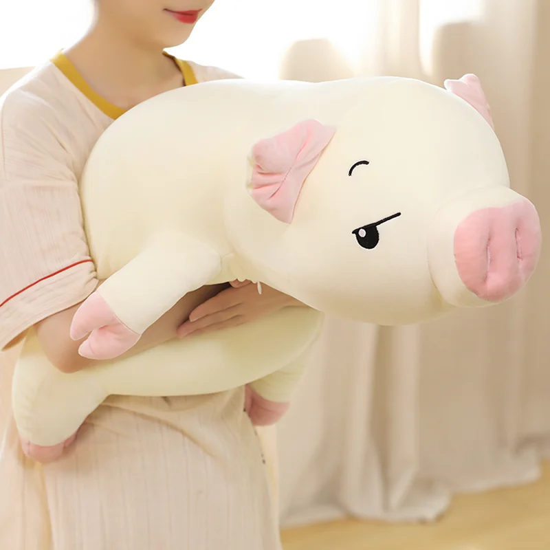 

Giant Chubbby Cute Pig Stuffed Doll Lying Plush Piggy Toy Kawaii Animals Soft Plushie Dolls Kids Comforting Gift