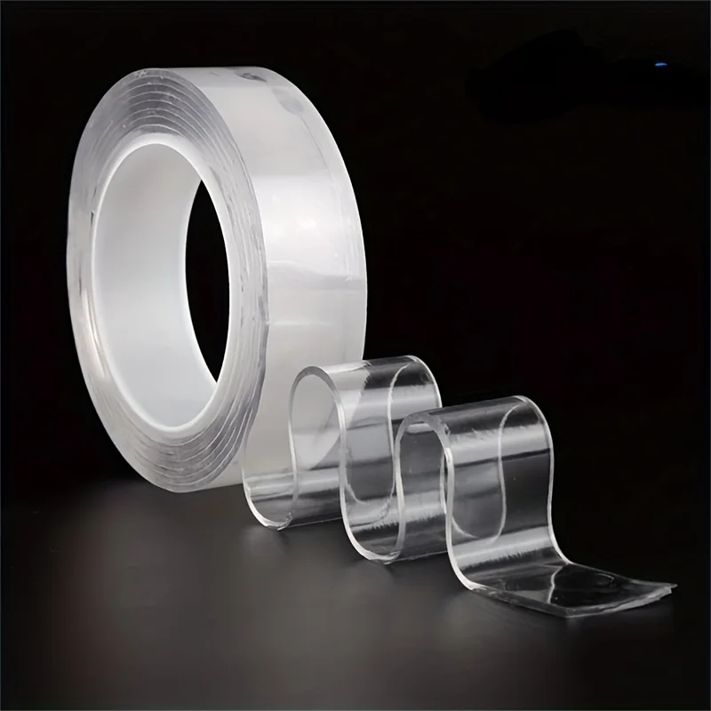 3pcs Double-sided tape, reusable, no trace, strong adhesive, washable transparent nano installation for home use