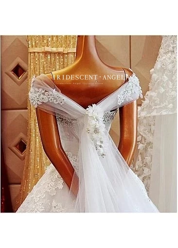 IRIDESCENT Luxury Ball Gown Wedding Dresses Crystals Beaded Cap Sleeves Court Train Robe De Mariée Arabia Bridal Dresses