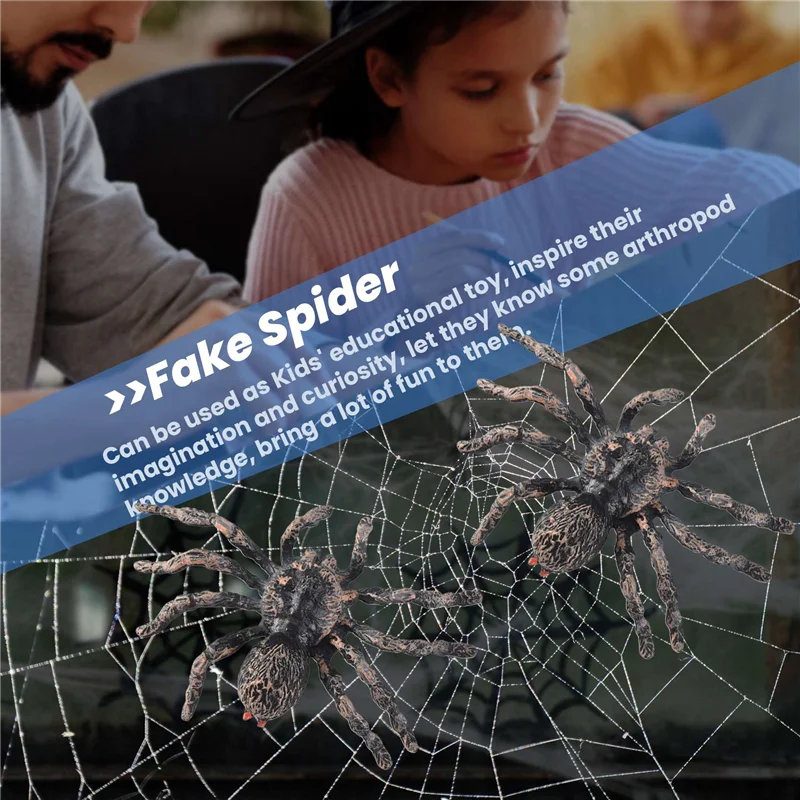 AEA9-2Pcs 9.5Cm Large Fake Realistic Spider Insect Model Toy Fun Halloween Scary Prop
