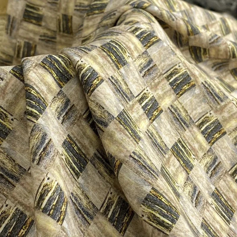 

60s Checkered Pure Cotton Silk Blend Fabric Summer Dress Skirt Material Breathable Silky Skin Friendly Moisture Wicking Apparel