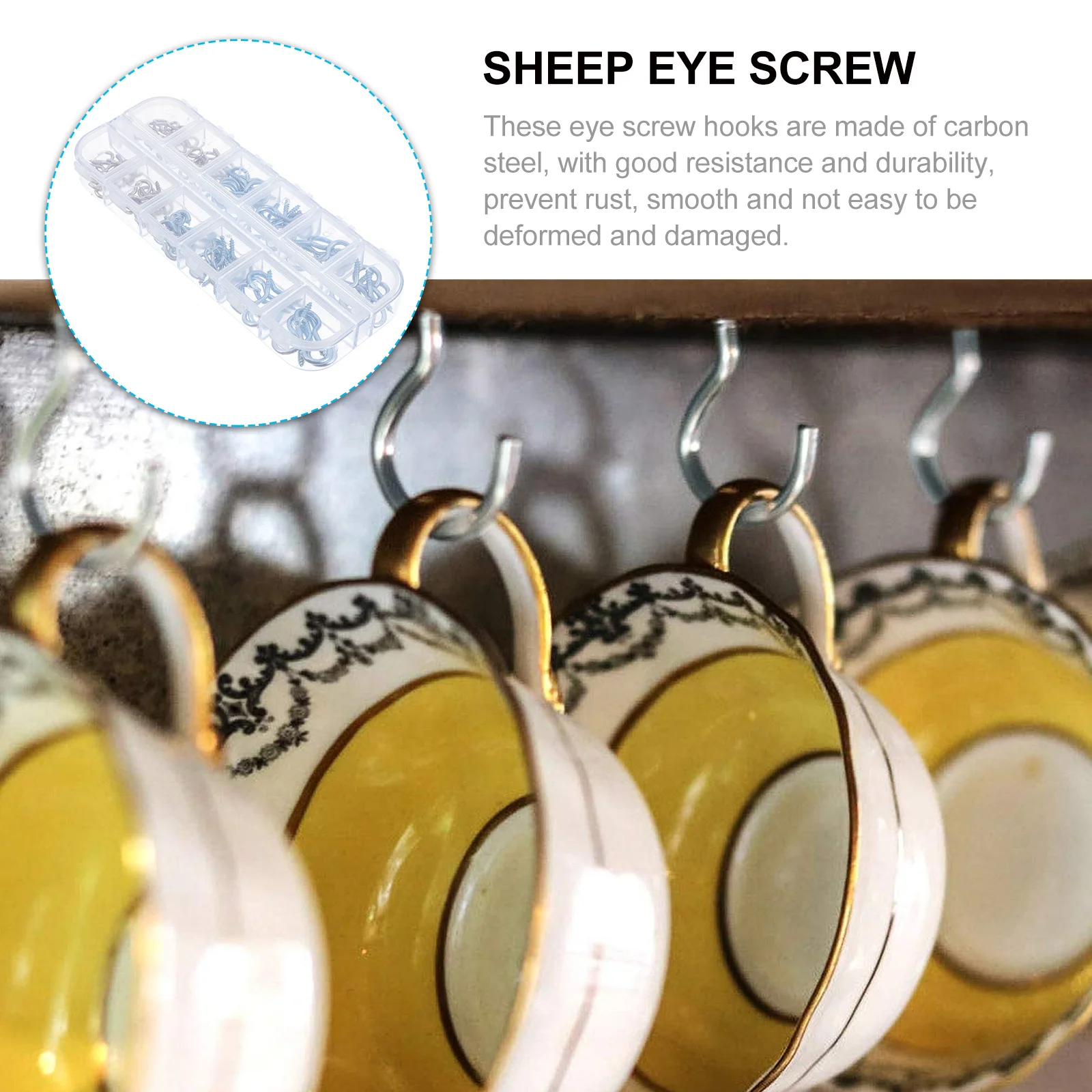 

100pcs Hook Screw Nails Durable Carbon Steel Eye Screws For Diy Jewelry Photo Hanging Clay Sculptures Wood Crafts Sheep Eye