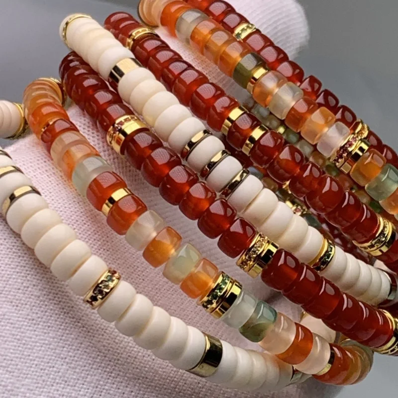 

Natural Red Agate with Medicine Tablet Spacer Men and Women, Fashionable Versatile Bracelet