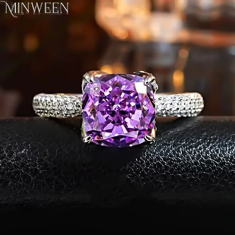 

Lavender Intense Purple Lab Diamond Ring 3ct With 925 Silver Gold Plated for Women Jewelry Accessories