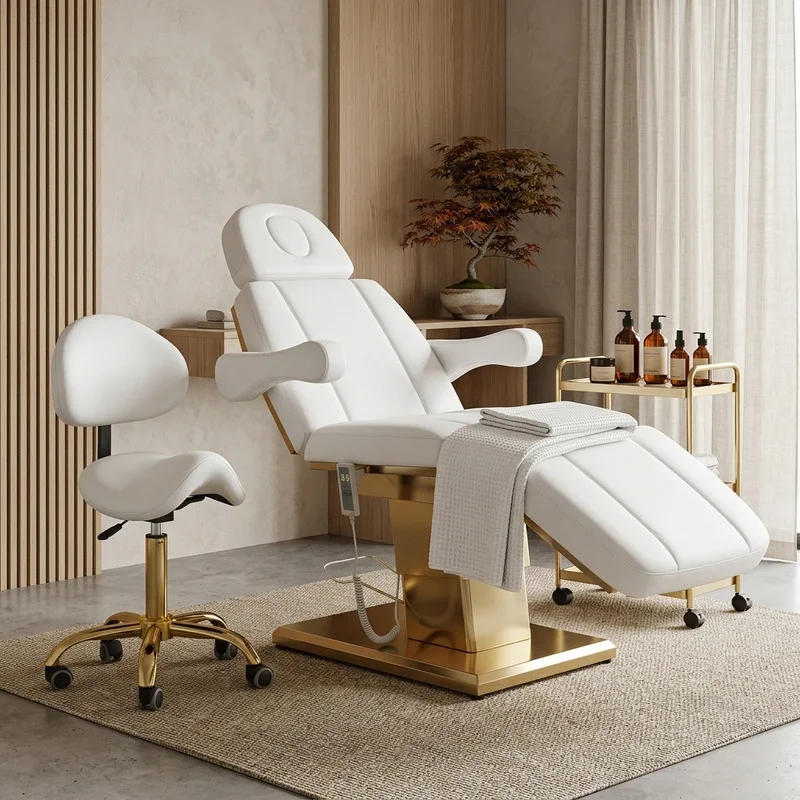 Beauty BedManufacturer'S Export Gold Base Electric , Salon Medical Beauty Injection Bed, Foldable And Adjustable Dental E