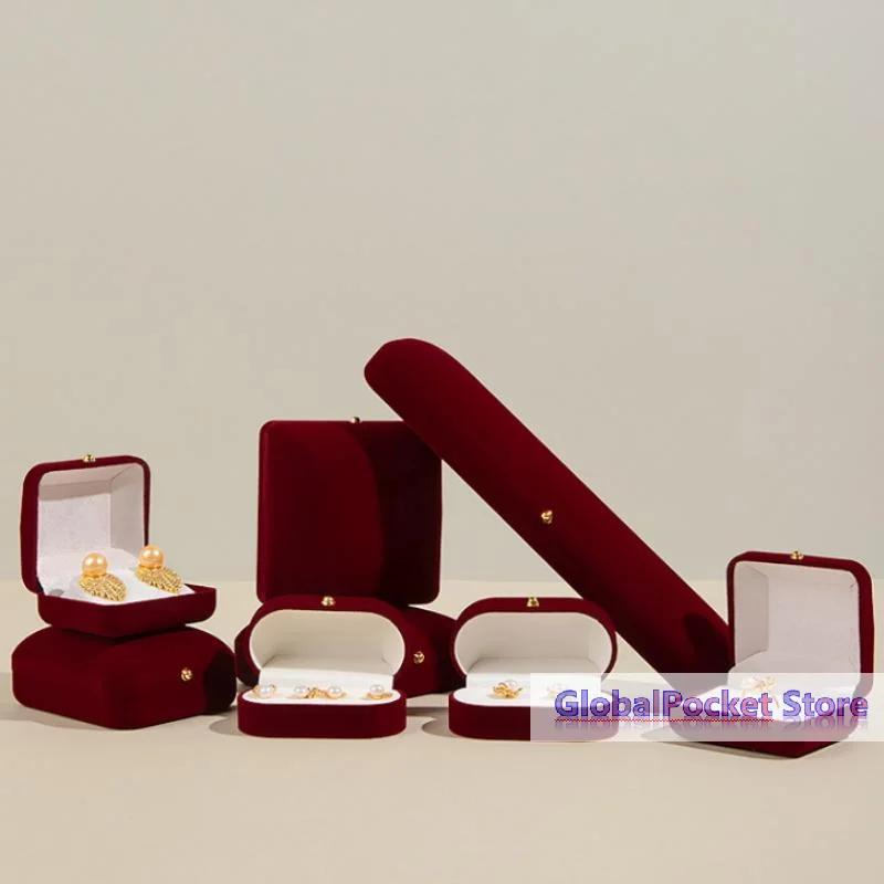 

[TG823]Flocking Gold Buckle Jewelry Box Pendant Ring Necklace Earring Bracelet Display Storage Box Luxury Feelings Packaging Box