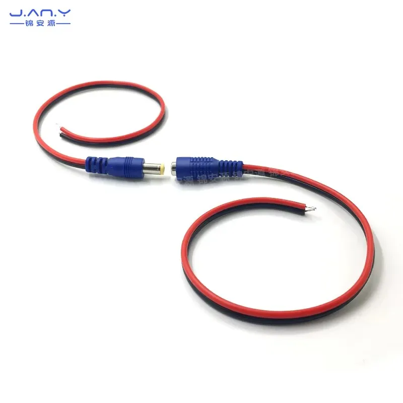 صديقة للبيئة الأزرق تيار مستمر الأحمر والأسود ذكر/أنثى كابل توصيل مراقبة 12 فولت تيار مستمر النحاس النقي رئيس واحد 5.5*2.1 كابل الطاقة