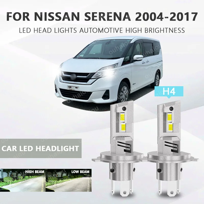

FOR Nissan SERENA 2004-2017 LED bulb car headlight with heat sink LED headlight H4 Light LED Chips Head Lamp