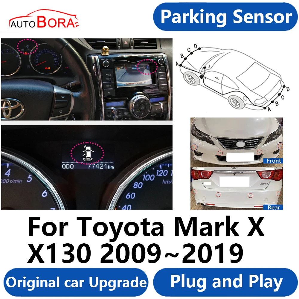 

AutoBora OEM Car Parking Sensor Buzzer System Reverse Backup Accessories Plug and Play For Toyota Mark X X130 2009~2019