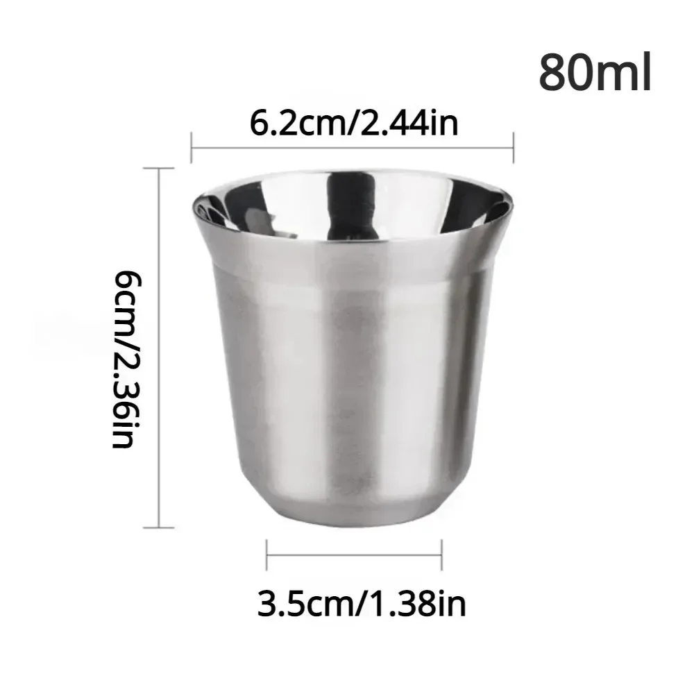 1pc 80ml Stainless Steel Espresso Cup Double Wall Insulation Capsule Coffee Mug Cute Dishwasher Safe Small Capacity Thermo Cup