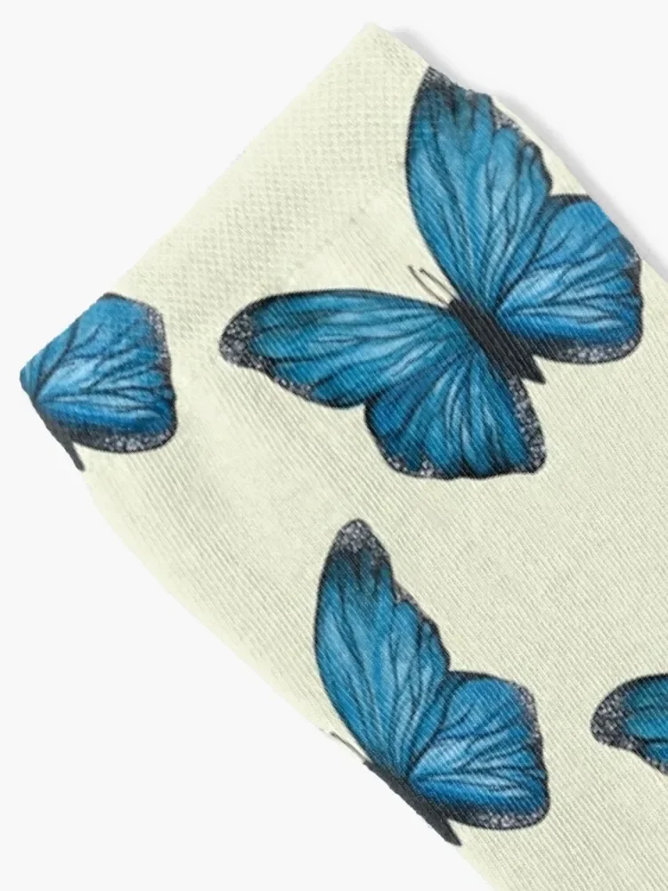 Interconnexion Blue Butterfly Chaussettes pour hommes et femmes, Chaussettes courtes rétro argentines, Designer