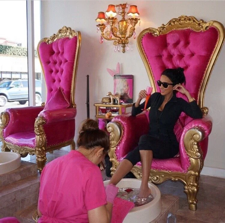 Luxury Pink No Plumbing Reclining Massage Pedicure Chair Nail  Foot Spa Throne Queen Pedicure Chair And Manicure Chair