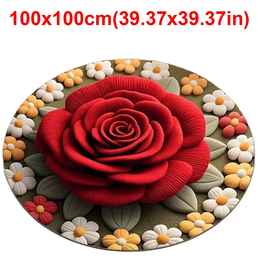

Ковер с цветком специальной формы, нескользящий впитывающий напольный коврик с пионом, 60x60 см/100x100 см, мягкое одеяло для гостиной, чайный столик, прикроватная тумбочка