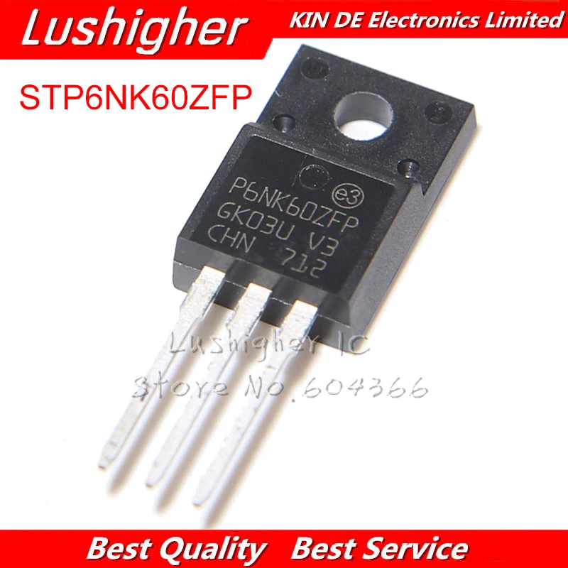 10PCS STP6NK60ZFP TO-220 STP6NK60 TO220 6NK60ZFP