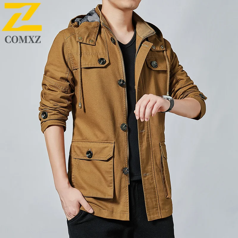 

Men‘s Work Jacket Spring Autumn New 2025 Multi Pocket Waterproof Windbreaker Men Brand Outwear Fashion Slim Urban Trenchcoat Men