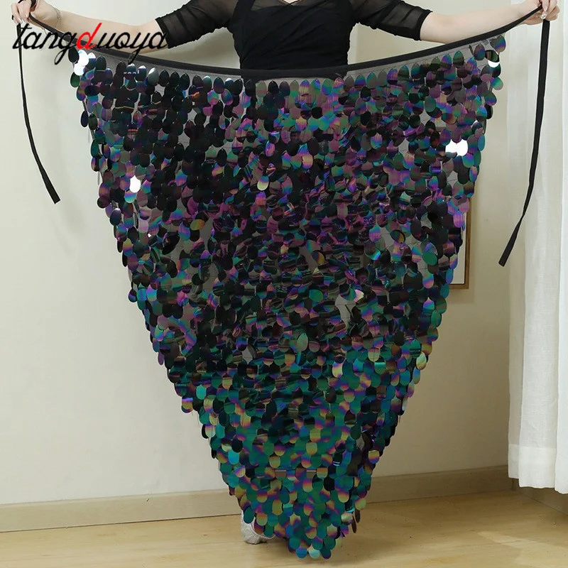 

Женский шарф с блестками для танца живота на шнуровке, длинная юбка, пояс для вечеринки, сценического выступления, поясная цепочка, аксессуары для одежды