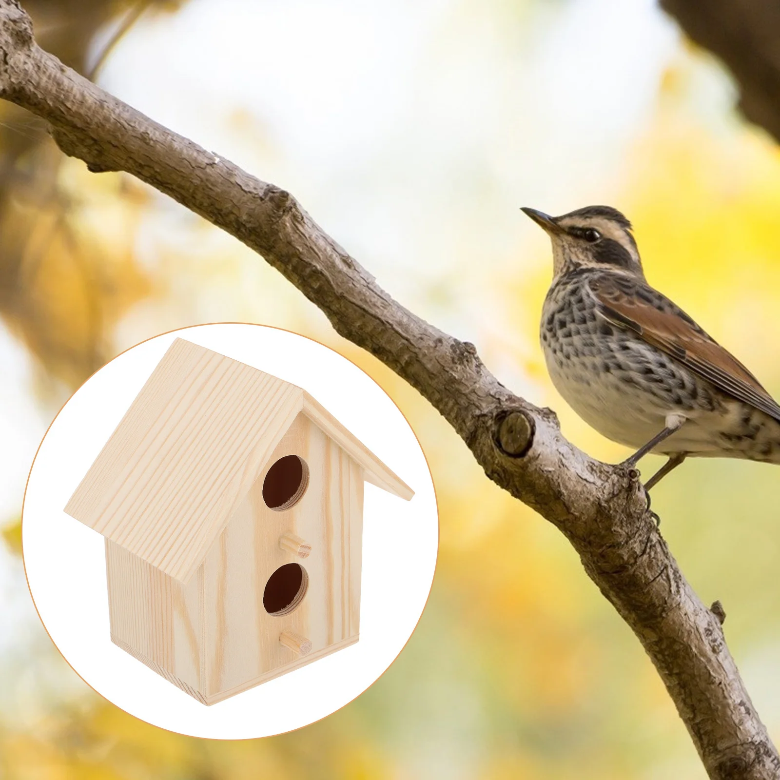 

2pcs Wooden Bird Nest Durable Natural Style Hut For Canary Parrot Lark Breeding Box Bird Cage Accessory Incubation Case Pet