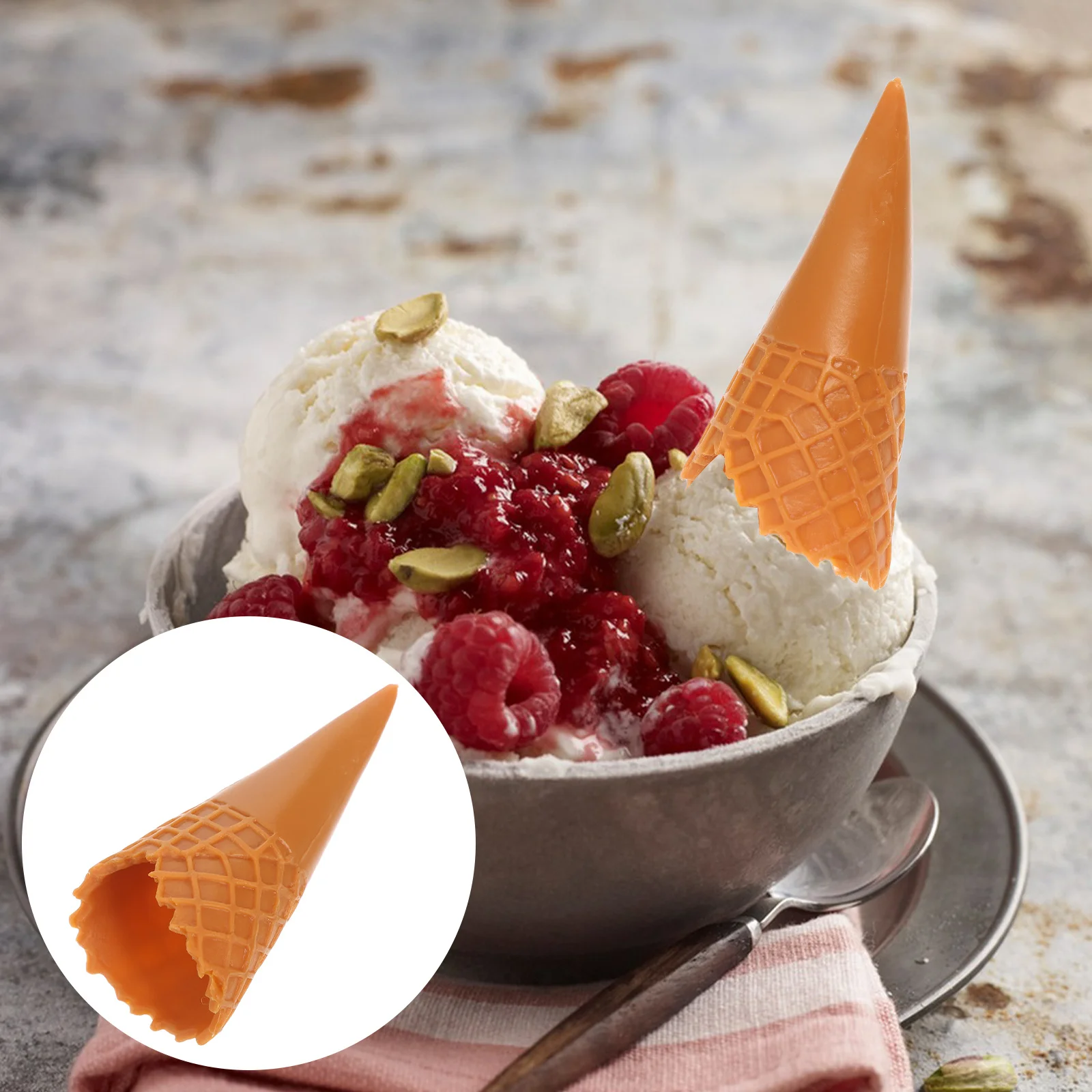 

18pcs Mini Ice Cream Cone Diy Craft Supplies Phone Case Decor Hairpin Charm Plastic Cone Charms For Jewelry Making Food