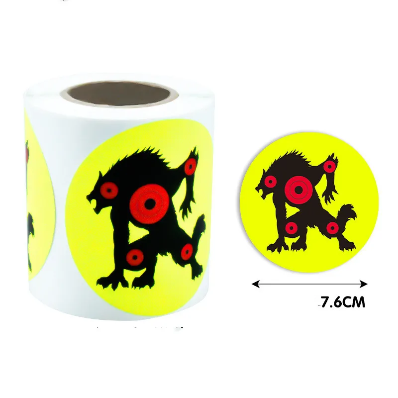 Shooting Gun Wolf Target 3' 200pcs/roll Fluorescent Paper Practice Target Splash Labels Shooting Target shoot training