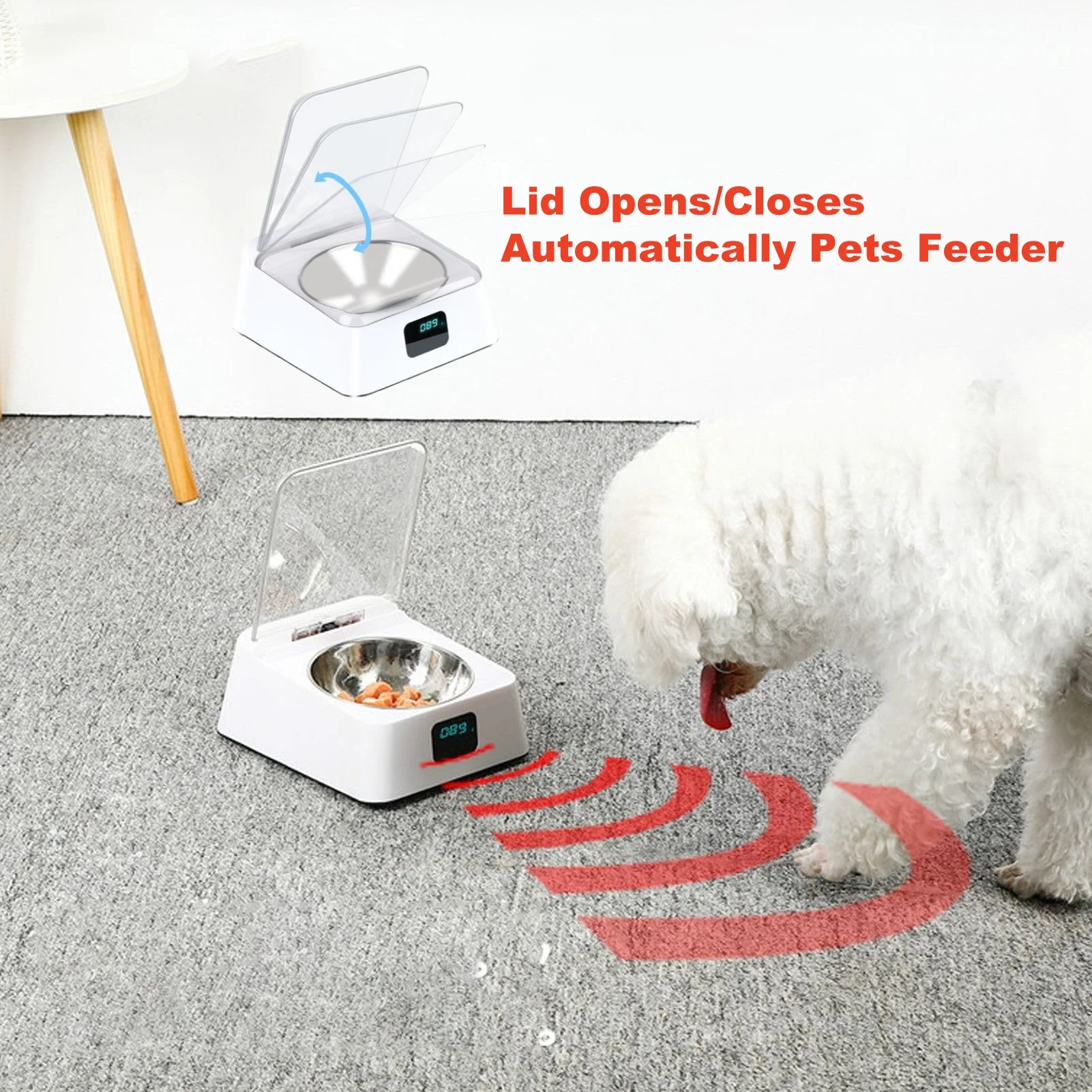Smart 350ml Pet Feeder Bowl with Infrared Sensor Auto-Open Cover Automatic Feeder Anti-mouse Moisture-proof Cat Food Dispenser