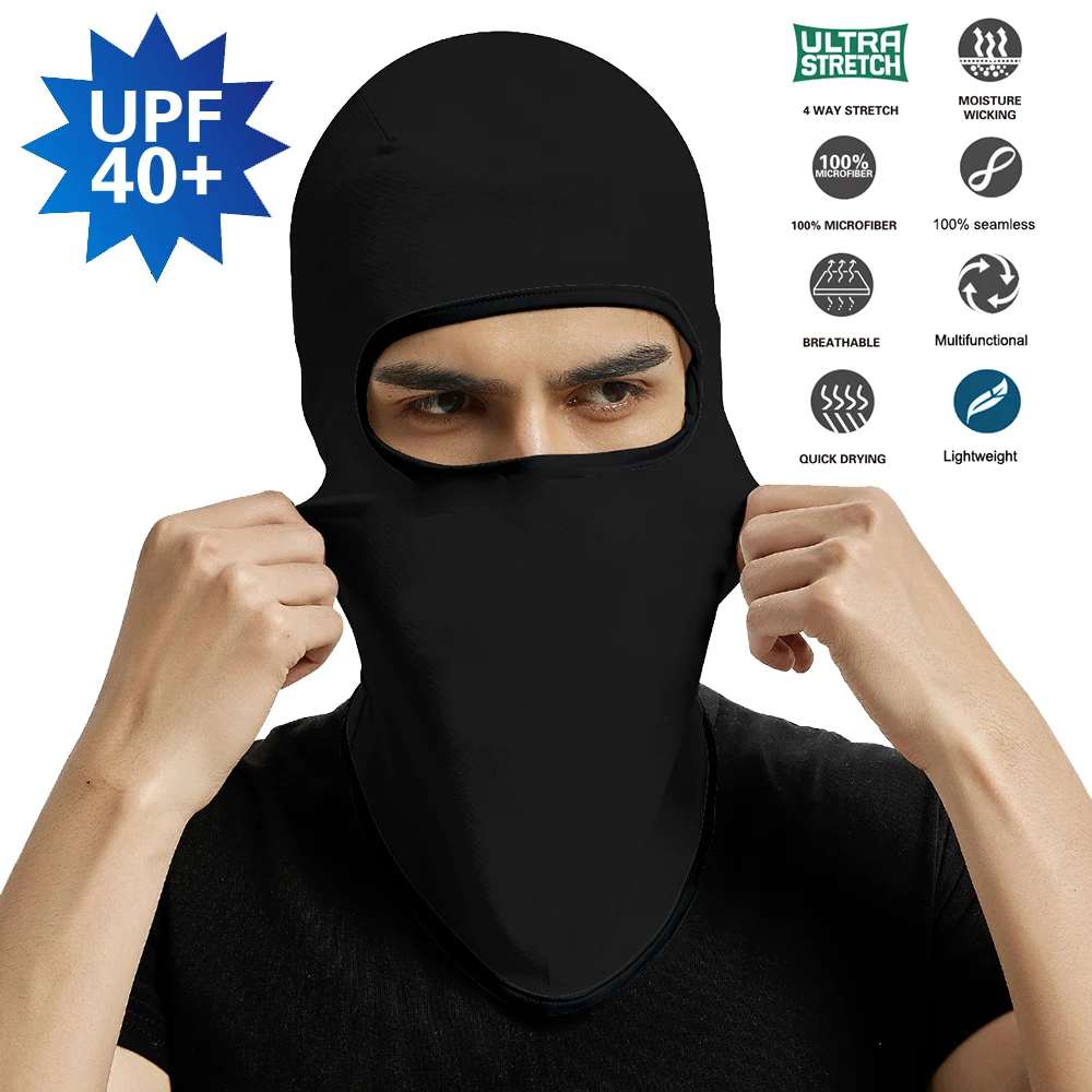 Black Balaclava Motorcycle Face Mask Protective Headgear Sport Scarf Cycling Neck Gaiter Earloop Ski Mask Motorbike Bandana Men