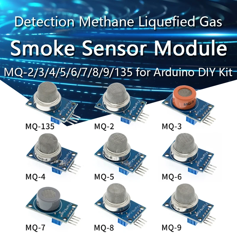 MQ-2 MQ-3 MQ-4 MQ-5 MQ-6 MQ-7 MQ-8 MQ-9 MQ-135 Detection Smoke methane liquefied Gas Sensor Module for Arduino Starter DIY Kit