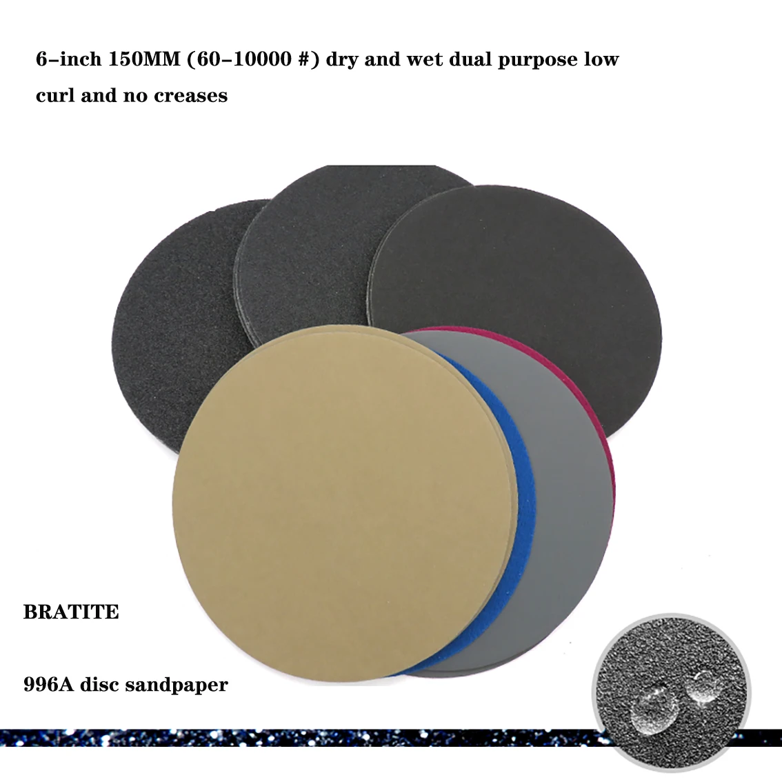 6inch 150mm Waterproof Sandpaper Sand paper 60-10000Grit Assorted for Wet&Dry Grinding Plastic And Jade Polishing Car Polishing